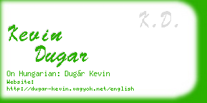 kevin dugar business card